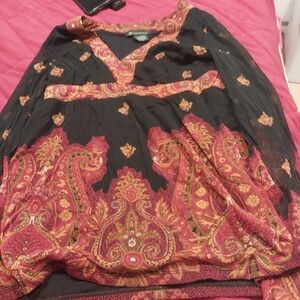 Elegant Black and Red Paisley Blouse